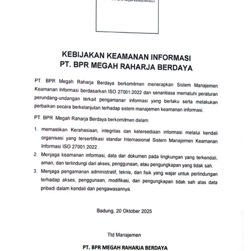 Kebijakan Keamanan Informasi BPR Megah Raharja Berdaya